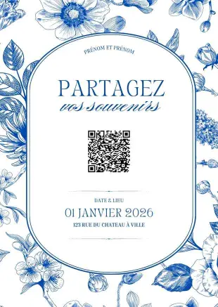 Affiche QR code Passion Botanique bleu