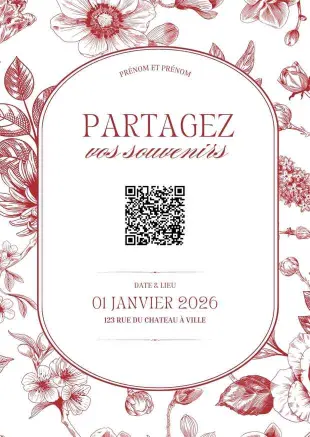 Affiche QR code Passion Botanique rouge