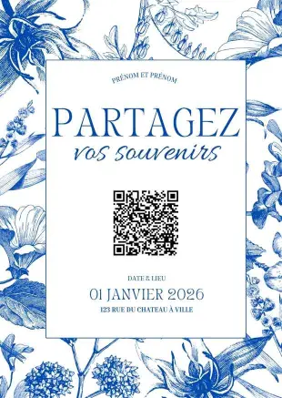 Affiche QR code Éloge Végétale bleu