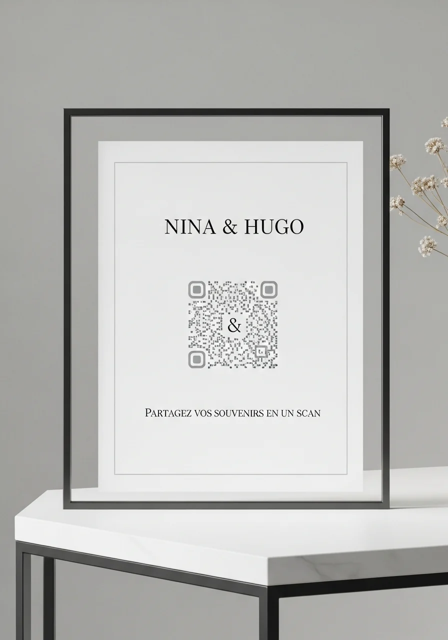 Affiche QR Code Mariage Minimaliste Ligne Fine