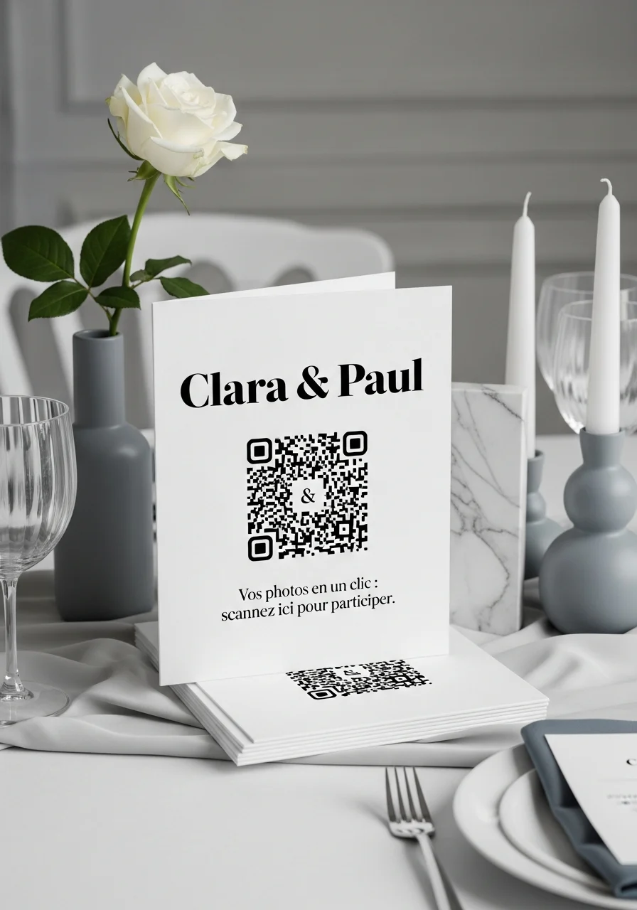 Carte de Visite QR Code Mariage Typographie Bold