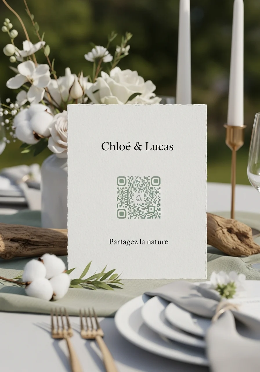 Affiche QR Code Mariage Nature / végétal Doux