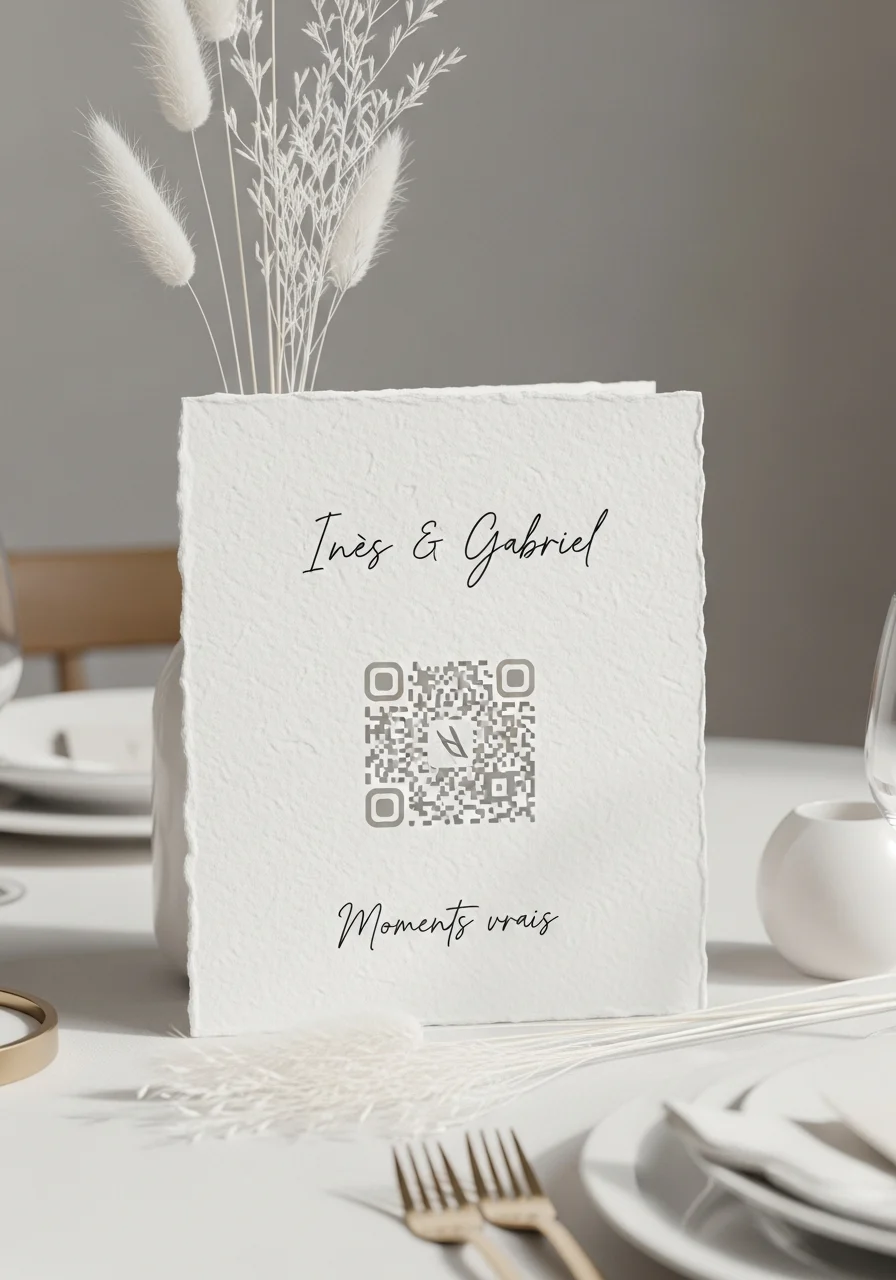 Affiche QR Code Mariage Bohème Naturel