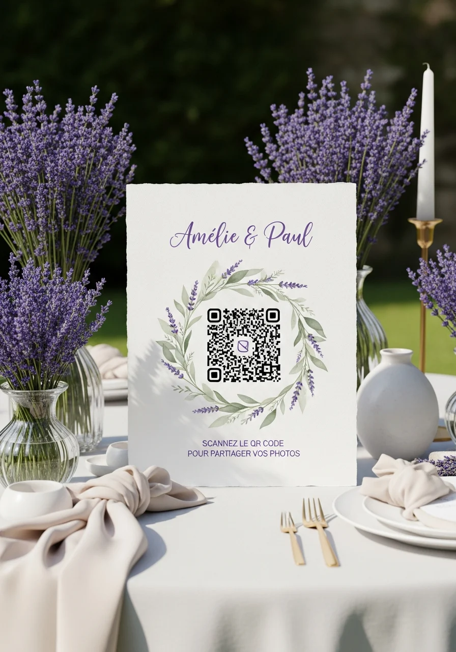 Affiche QR Code Mariage Provence Lavande