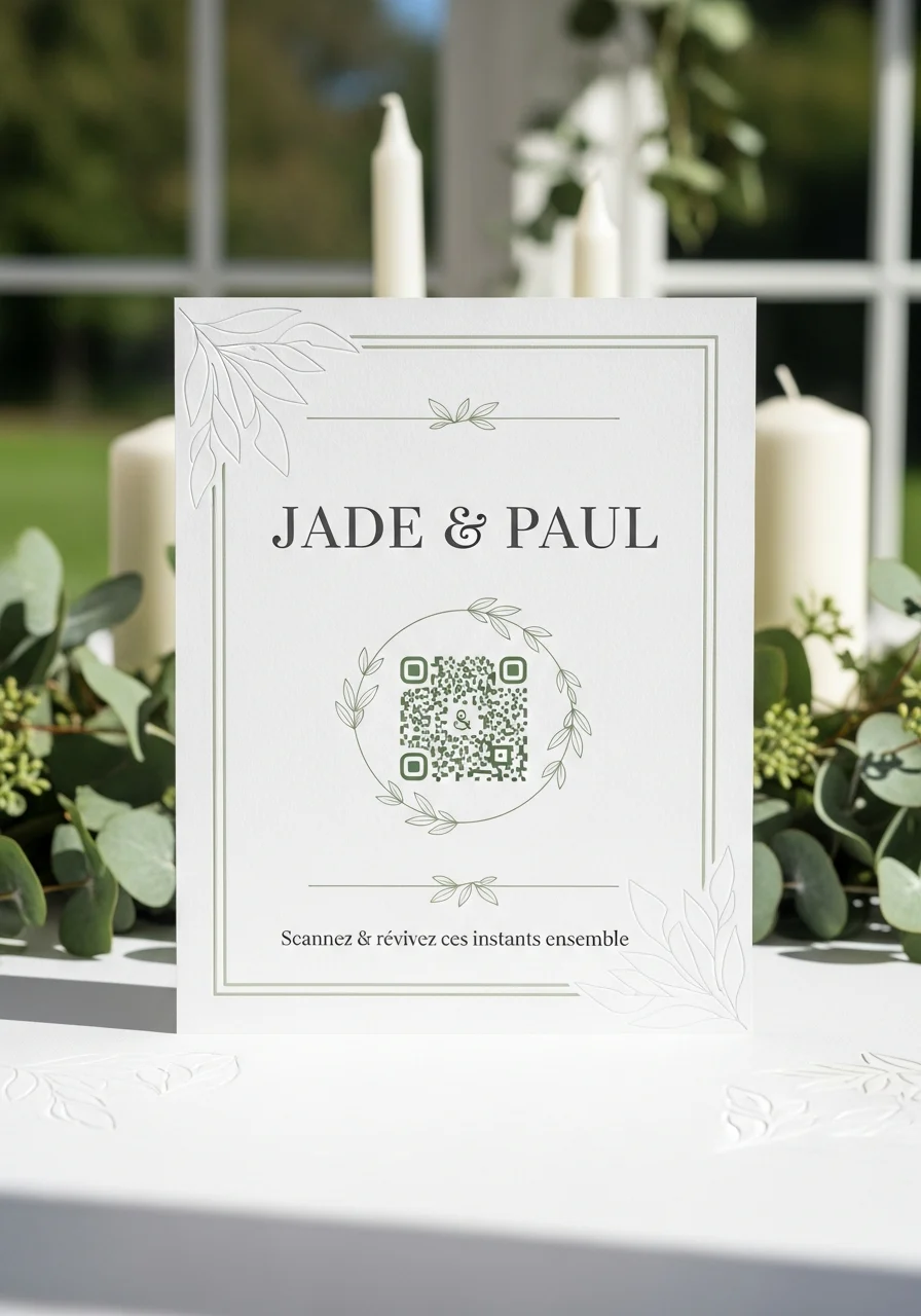 Affiche QR Code Mariage Nature / végétal Élégant