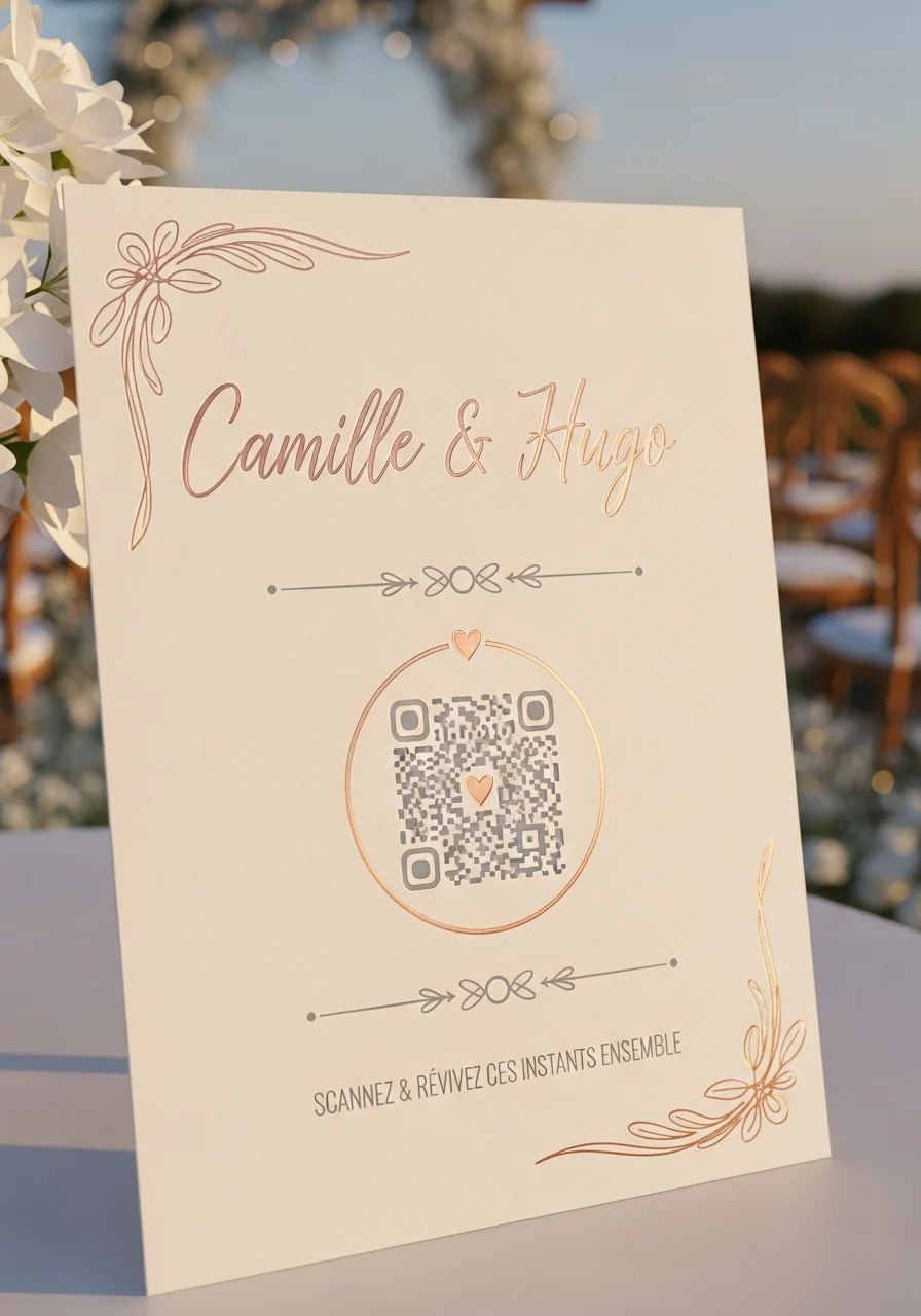 Affiche QR Code Mariage Romantique Poétique
