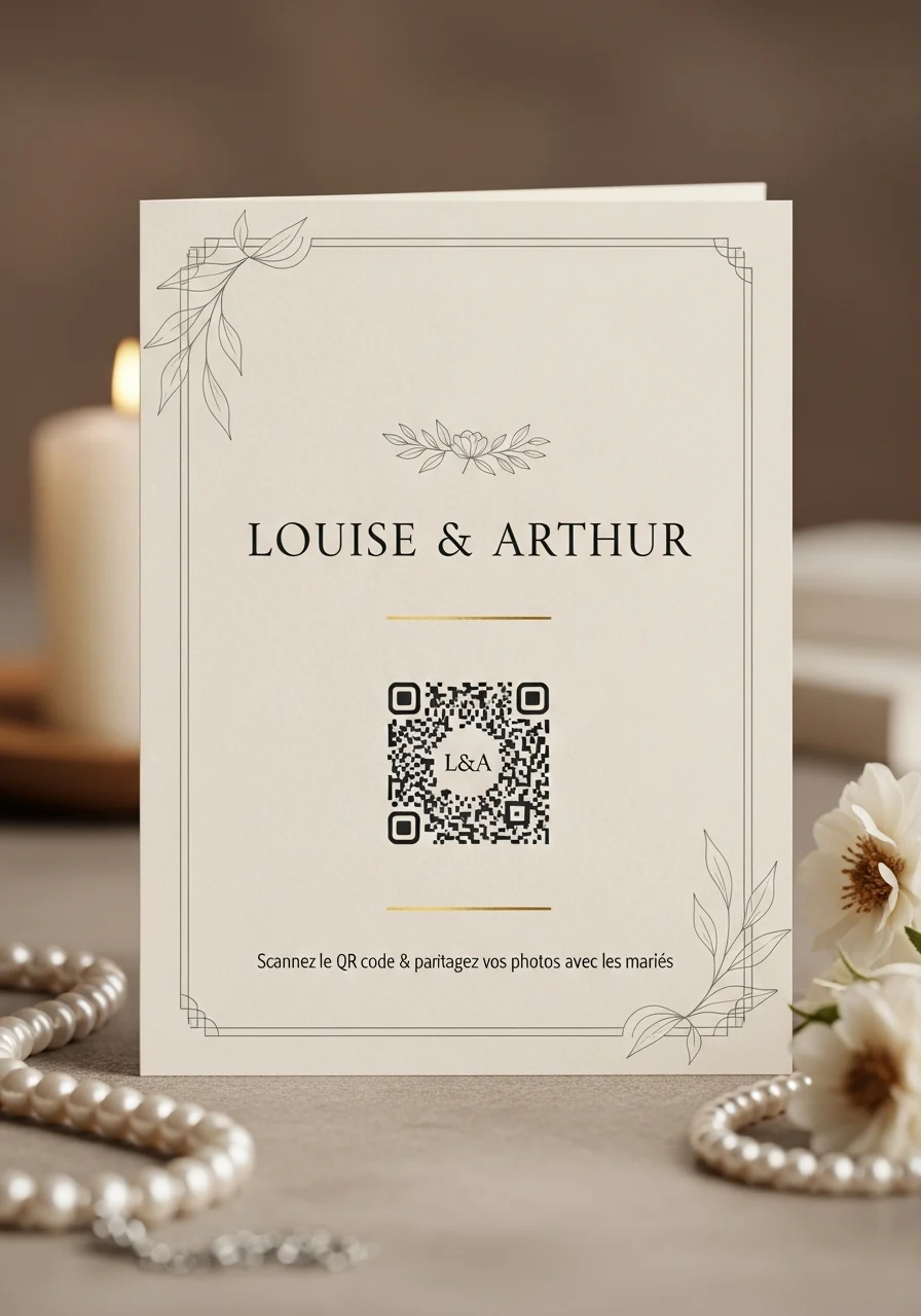 Affiche QR Code Mariage Vintage Élégant