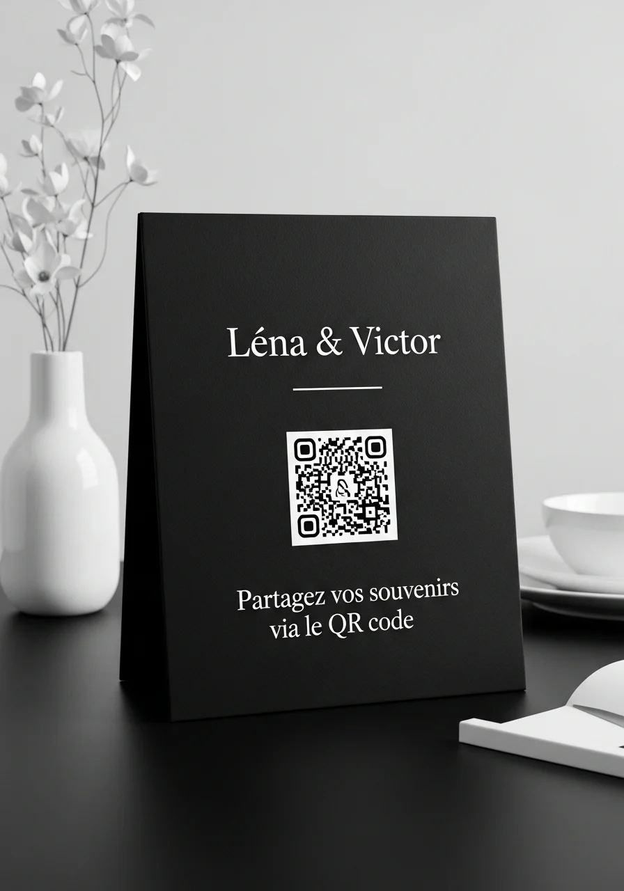 Affiche QR Code Mariage Minimaliste Noir