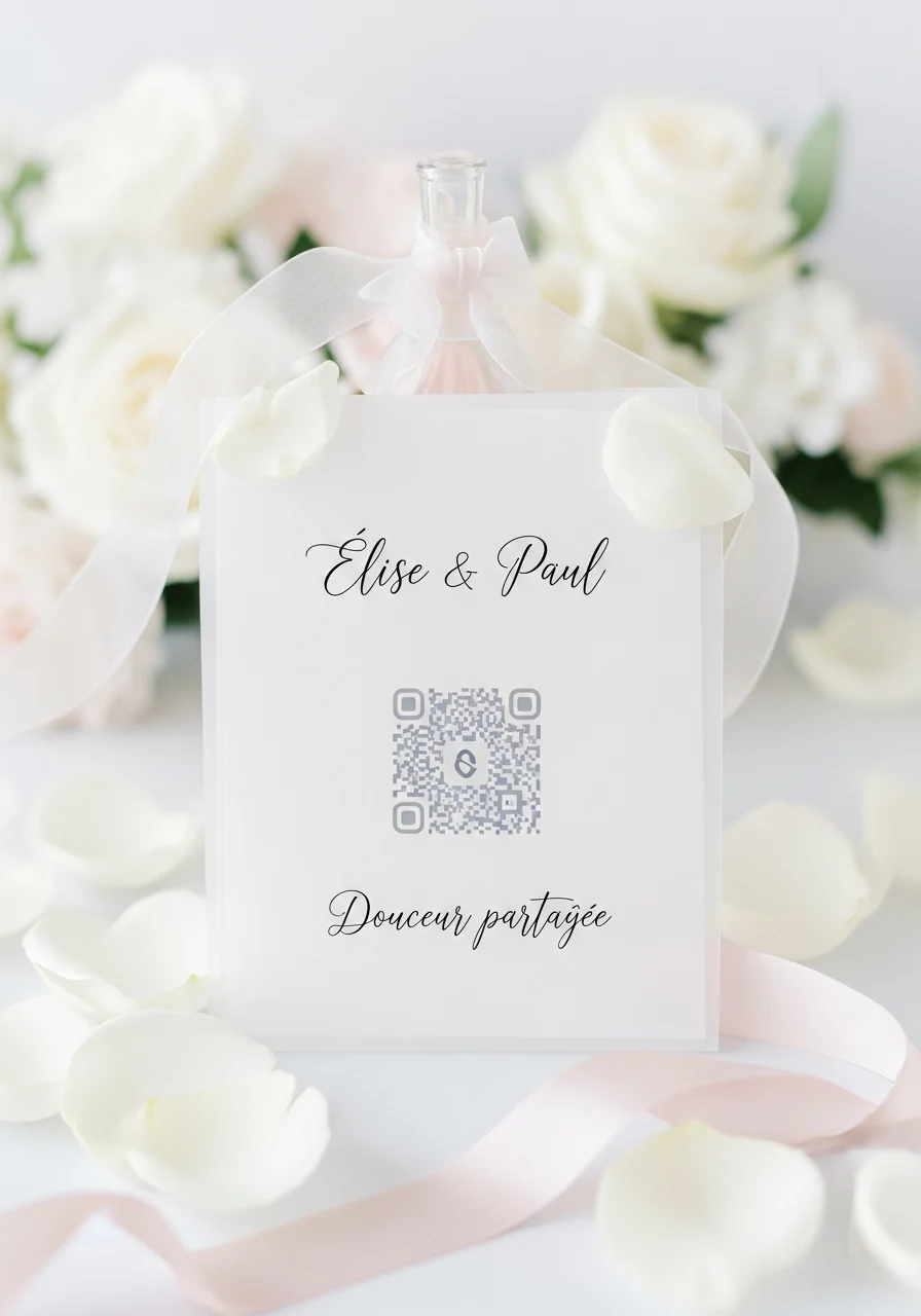 Affiche QR Code Mariage Romantique Doux