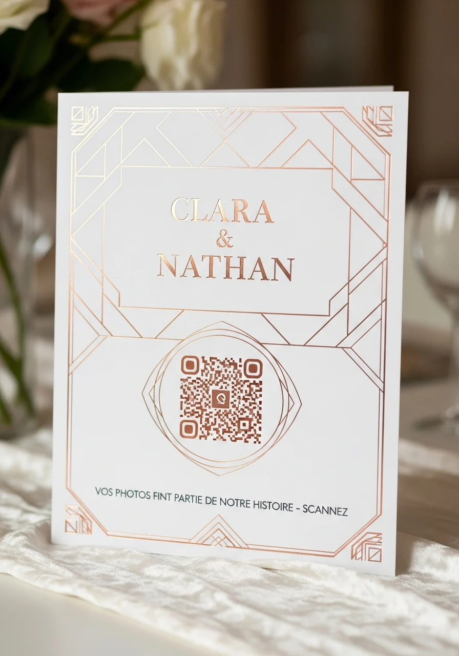 Affiche QR Code Mariage Luxe Élégant