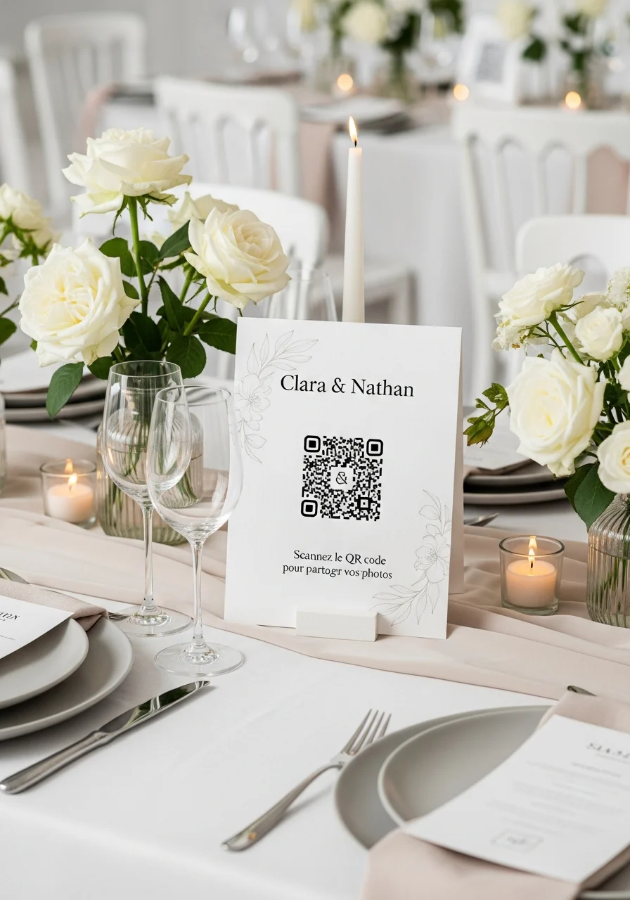 Affiche QR Code Mariage Neo-Scandinave Lumineux