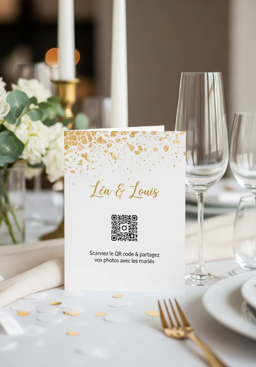 Affiche QR Code Mariage Festif / joyeux Raffiné