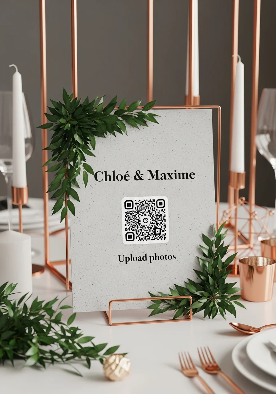 Affiche QR Code Mariage Industriel Chic