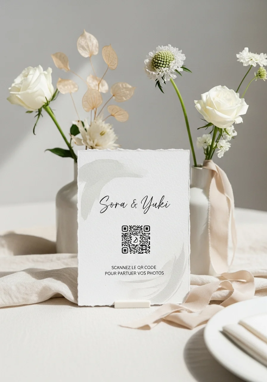 Affiche QR Code Mariage Japonais Wabi-Sabi