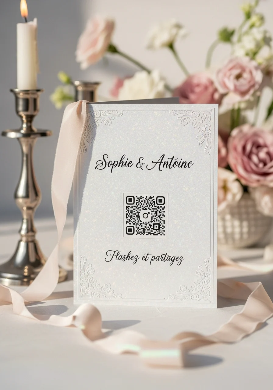 Affiche QR Code Mariage Classique Romantique