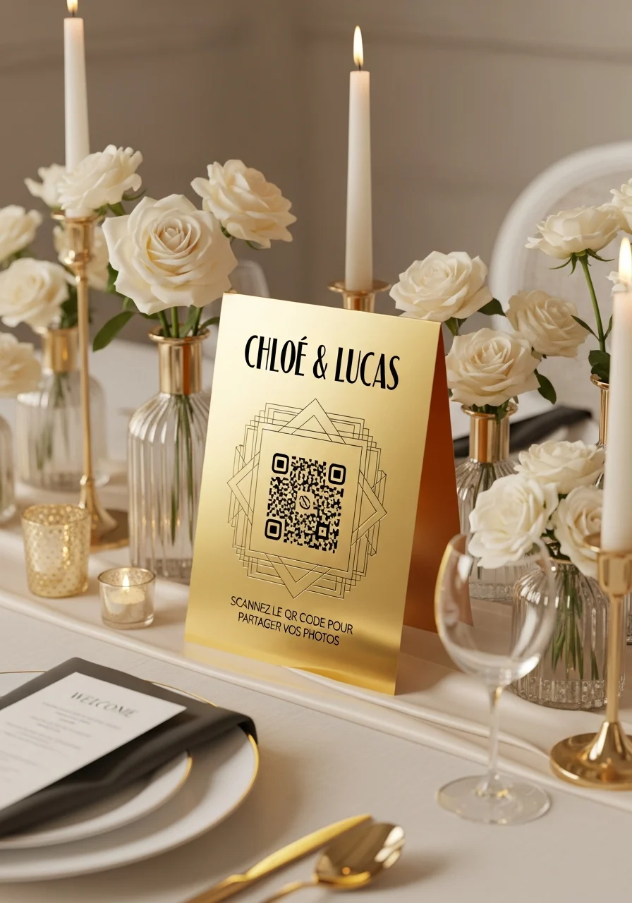 Affiche QR Code Mariage Art Déco Minimal