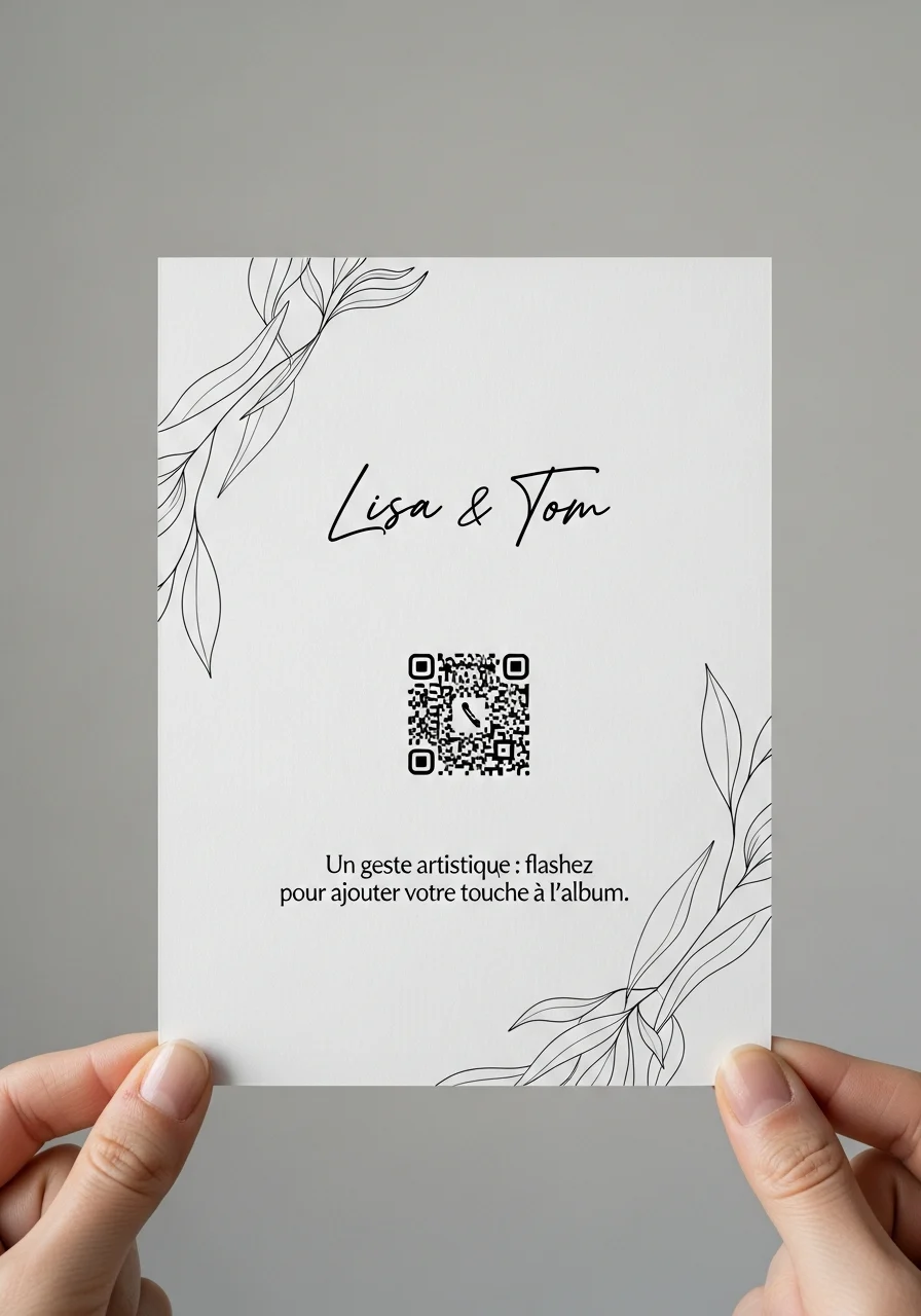 Carte de Visite QR Code Mariage Line Art
