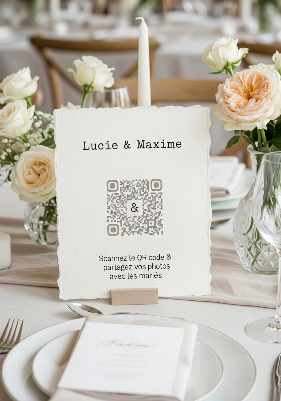 Affiche QR Code Mariage Bords Déchirés