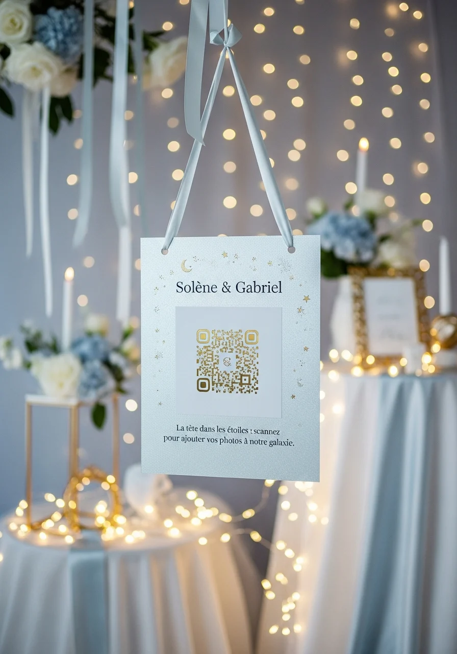Affiche QR Code Mariage Esprit Céleste