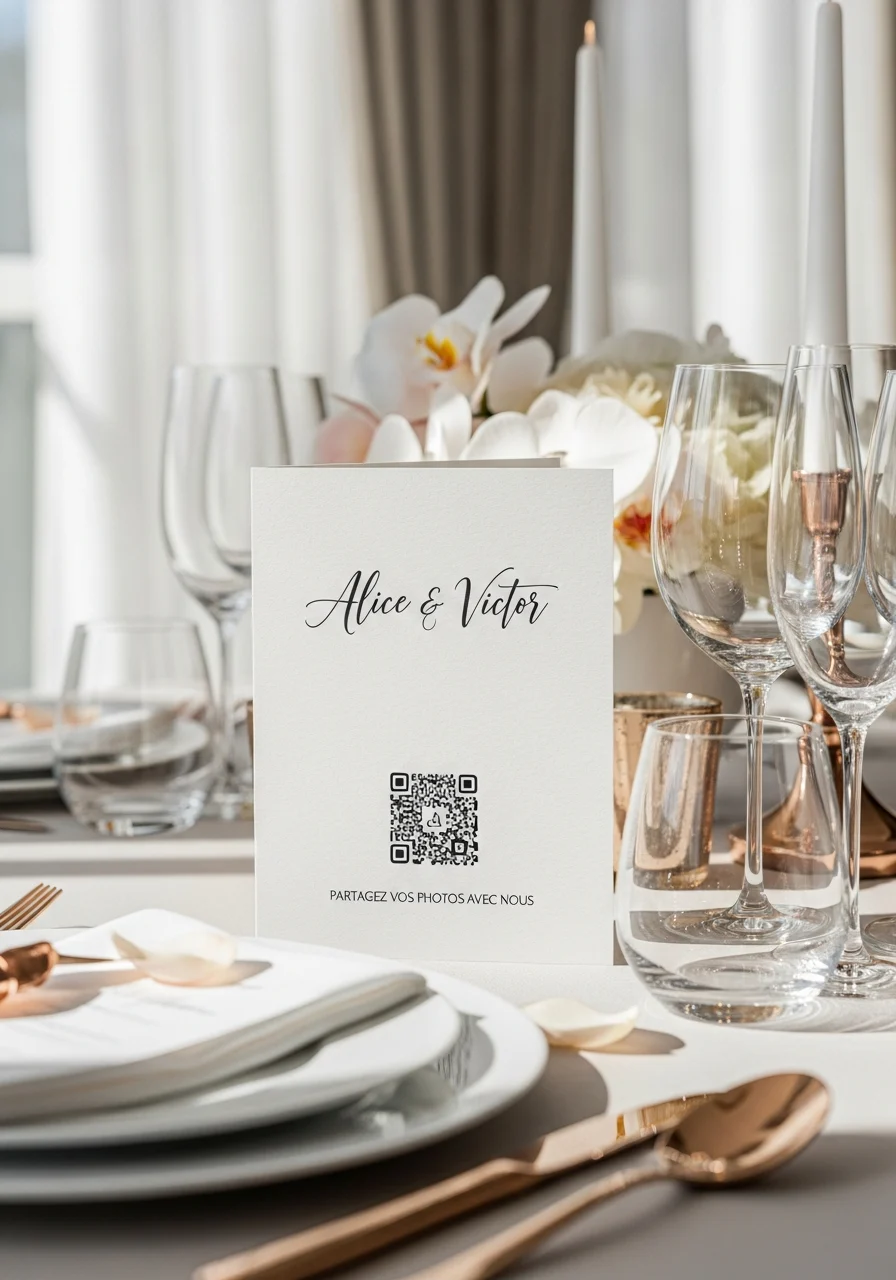 Affiche QR Code Mariage Luxe Art Déco | Alice & Victor | Invinee