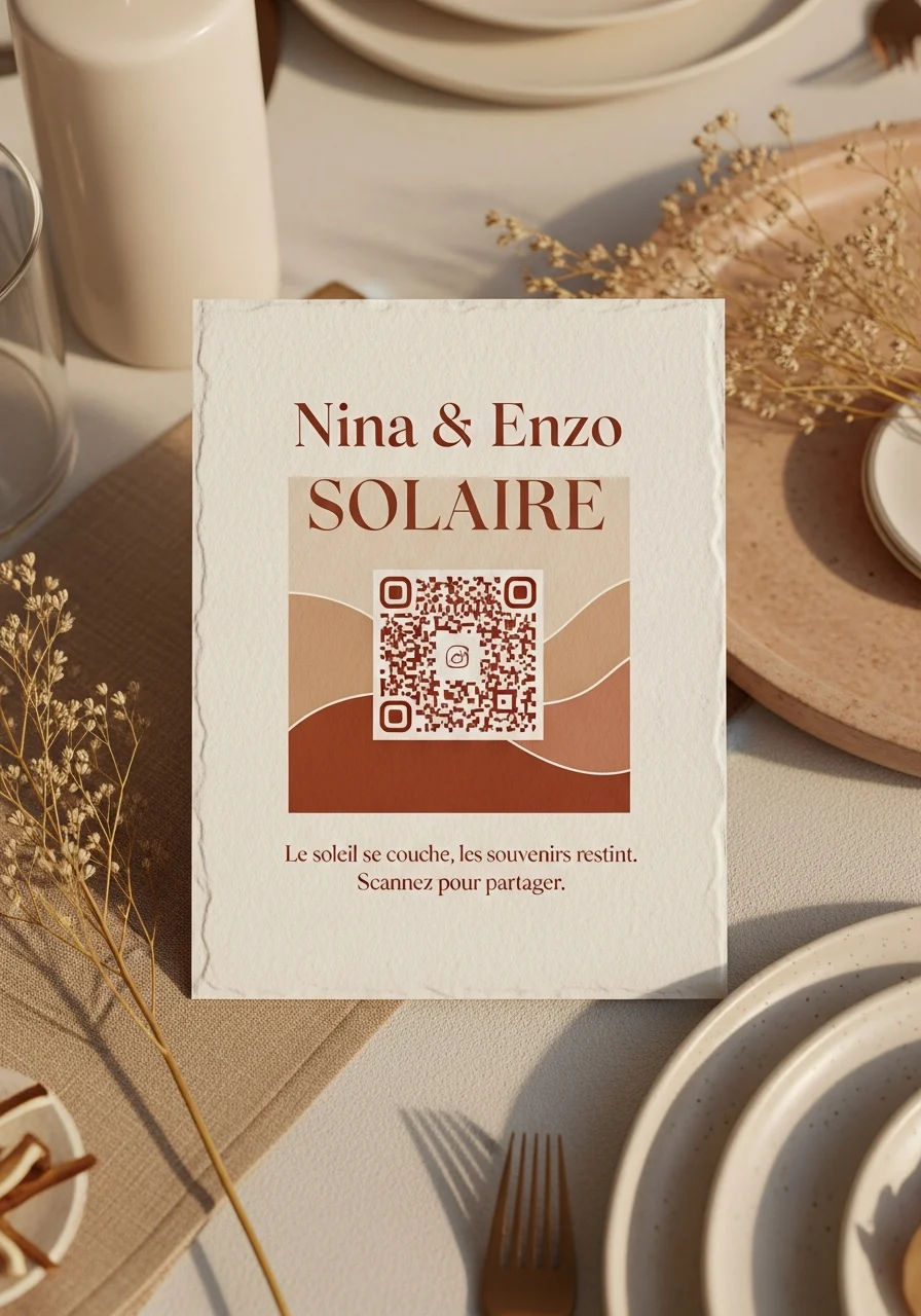 Carte Postale QR Code Mariage Terracotta