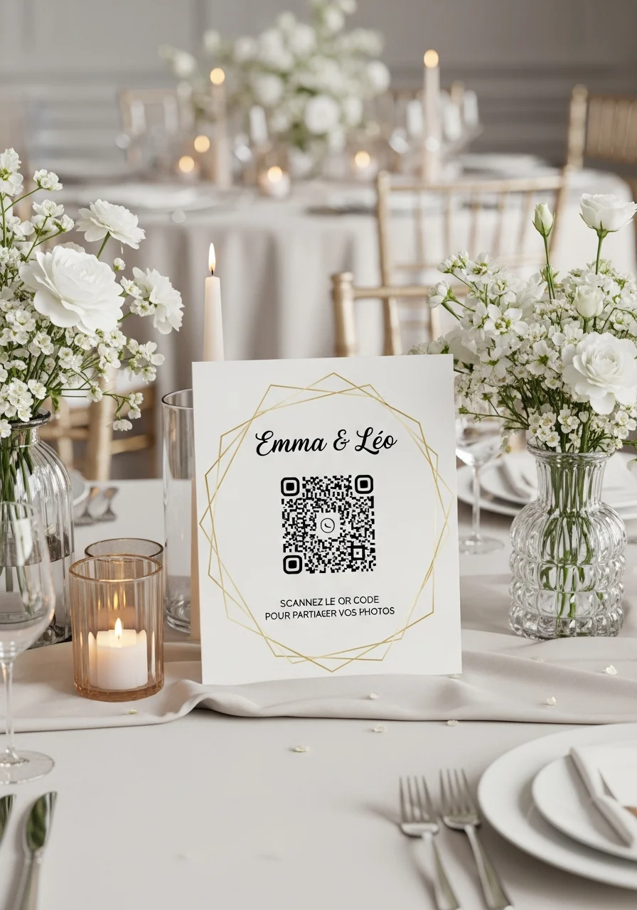 Affiche QR Code Mariage Minimaliste Géométrique