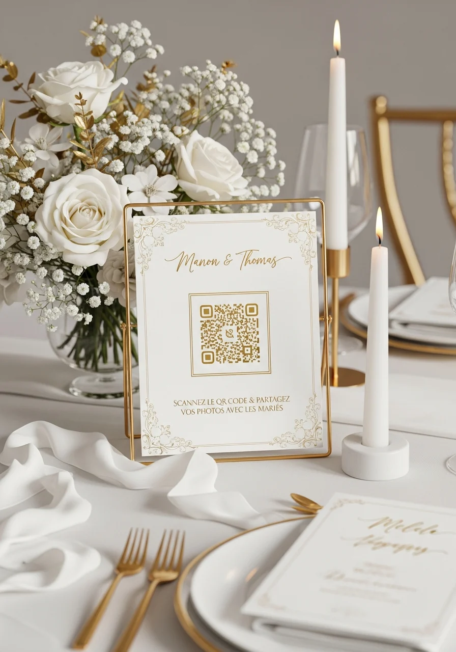 Affiche QR Code Mariage Dorure Fine