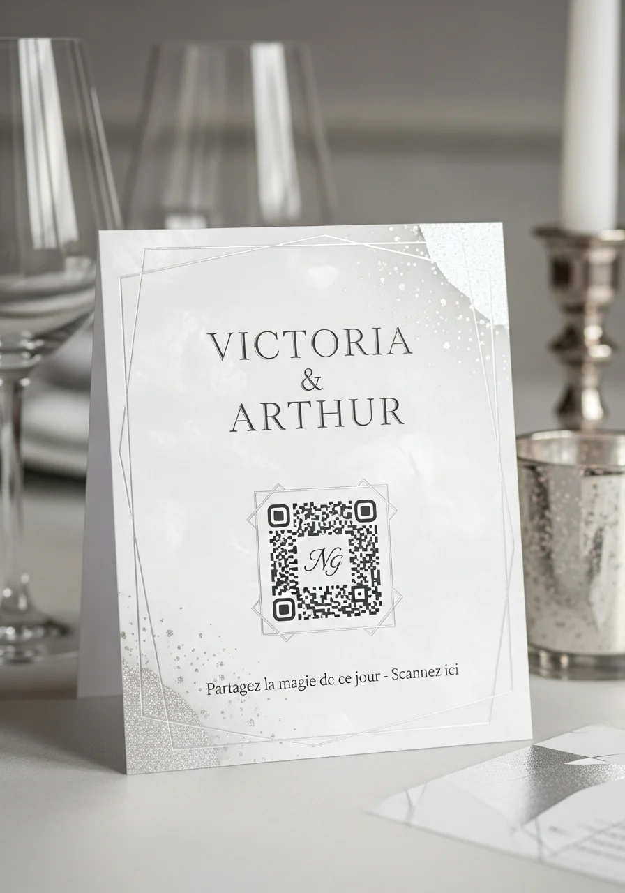 Affiche QR Code Mariage Chic & élégant Raffiné