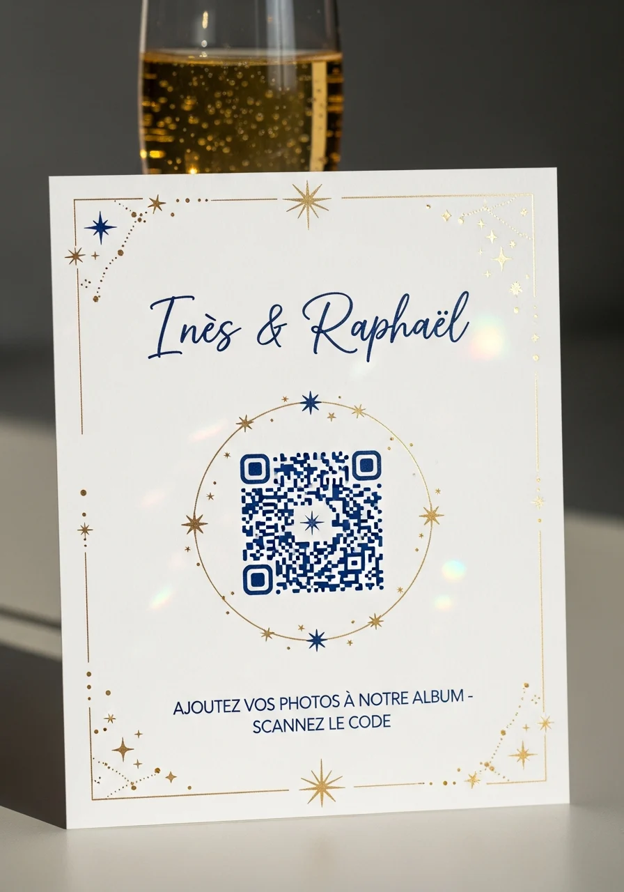 Affiche QR Code Mariage Festif / joyeux Poétique