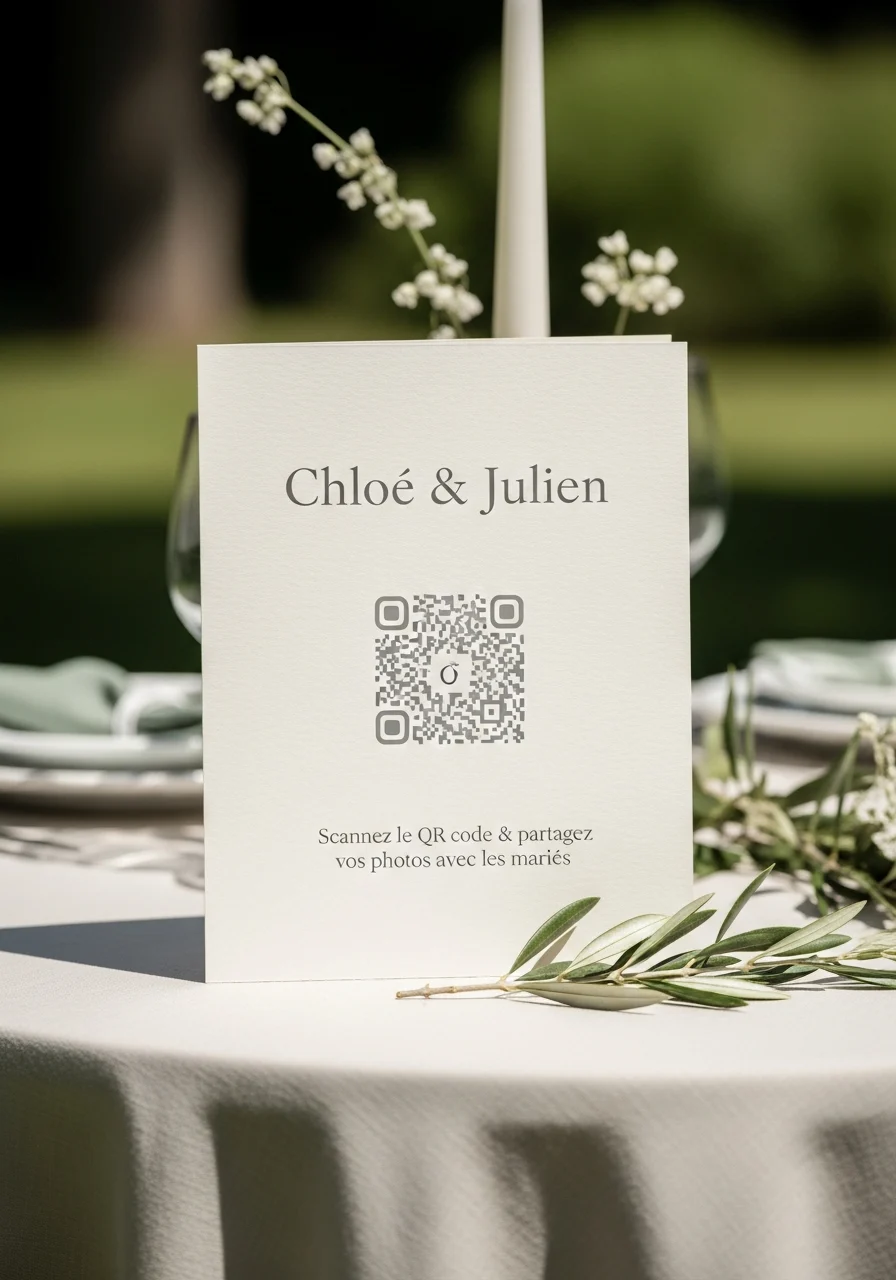 Affiche QR Code Mariage Végétal Discret