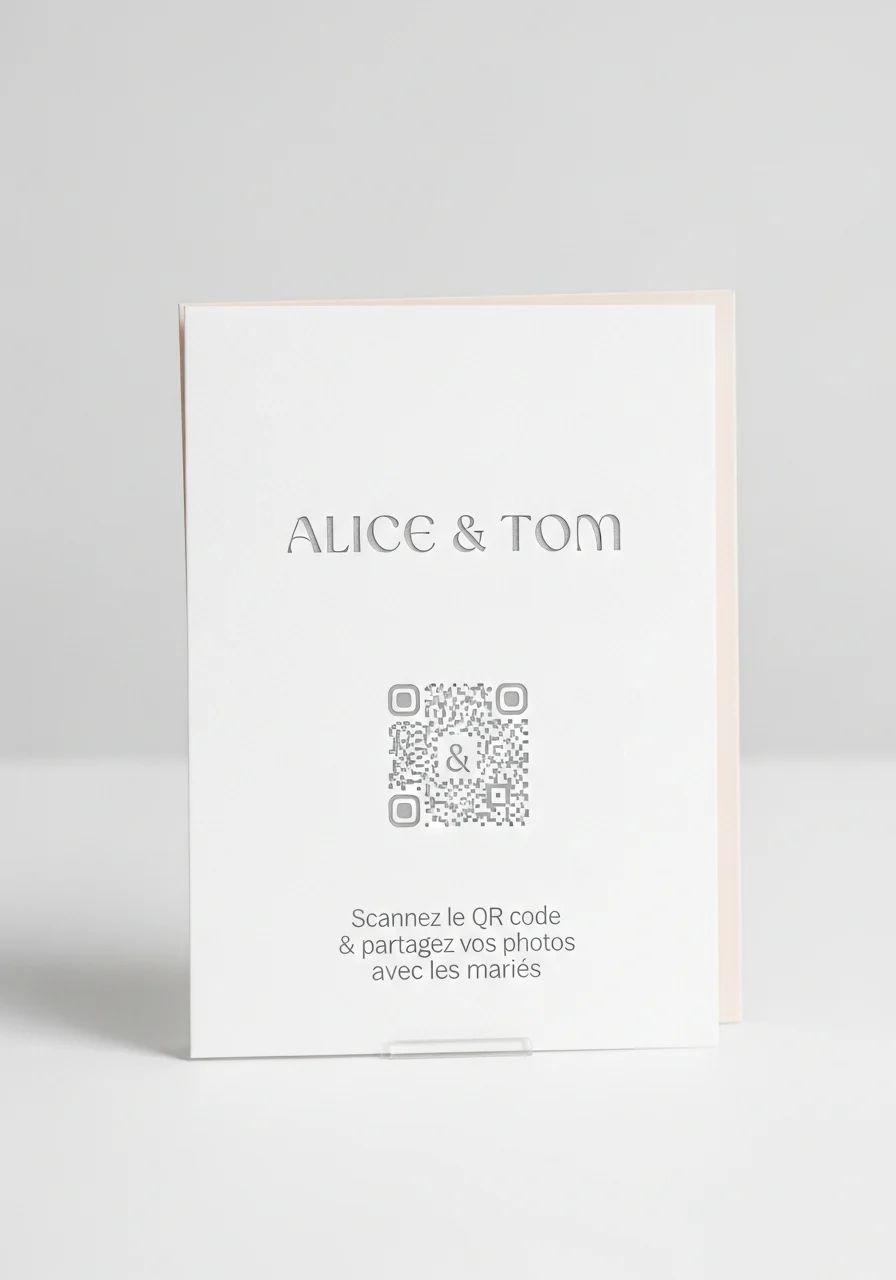 Affiche QR Code Mariage Minimaliste Doux