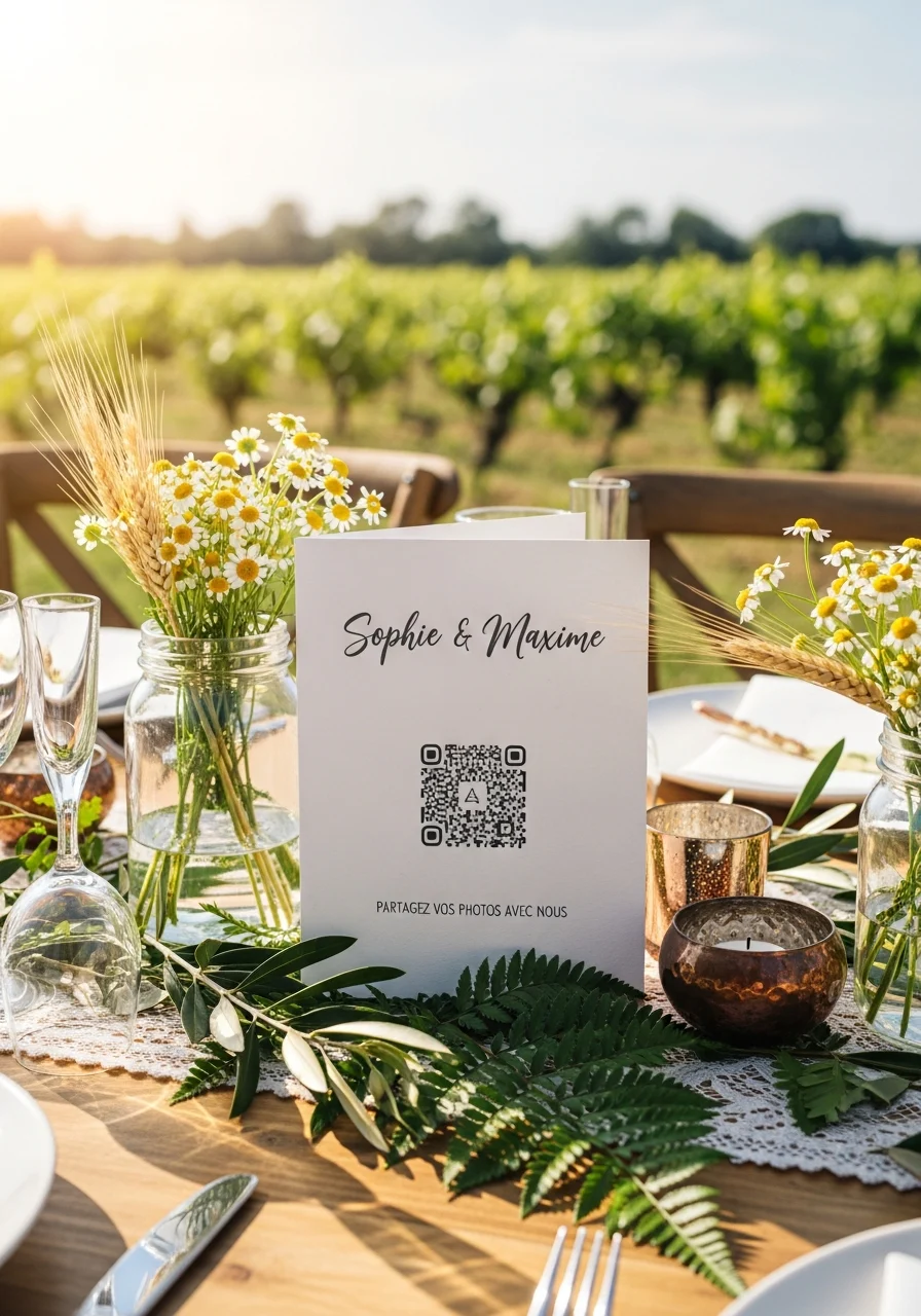Affiche QR Code Mariage Rustique Lavande | Sophie & Maxime | Invinee