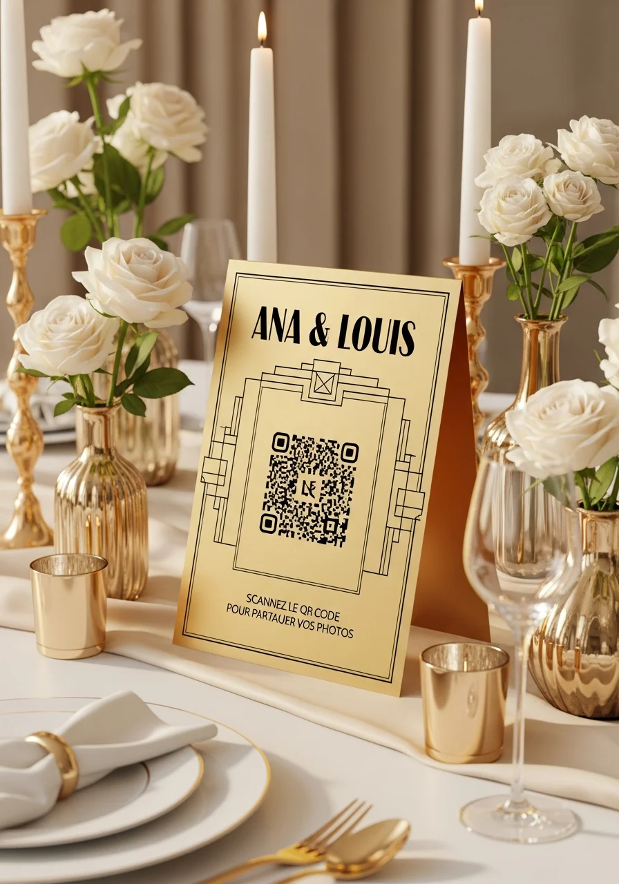 Affiche QR Code Mariage Art Déco Très Minimal