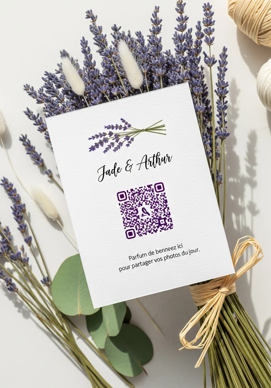 Carte Postale QR Code Mariage Provence Lavande