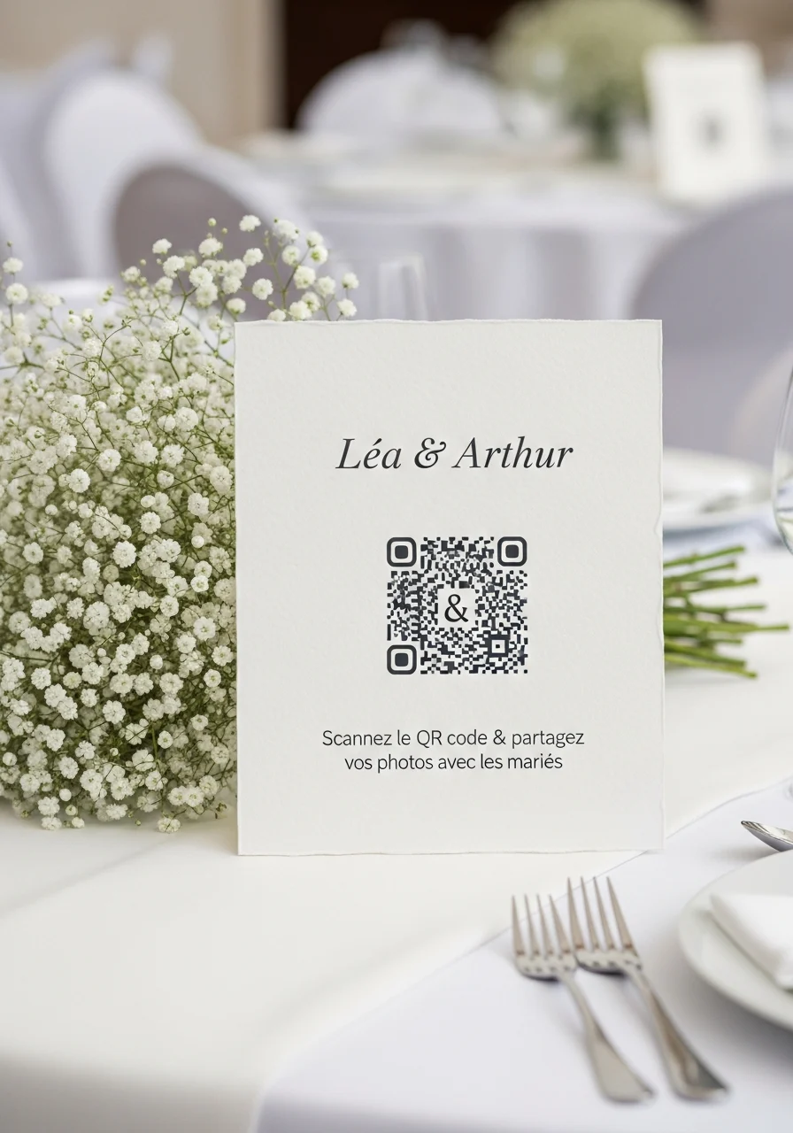 Affiche QR Code Mariage Papier Coton