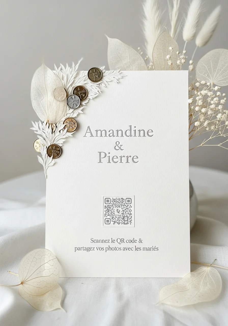 Affiche QR Code Mariage Relief Gaufré