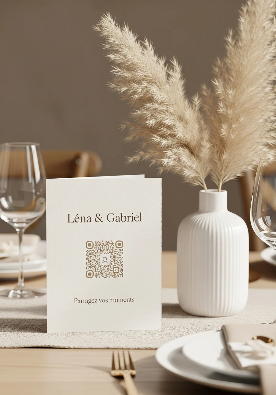 Affiche QR Code Mariage Bohème Raffiné