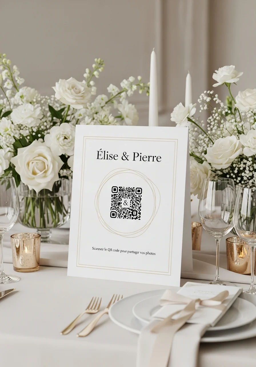 Affiche QR Code Mariage Chic Parisien
