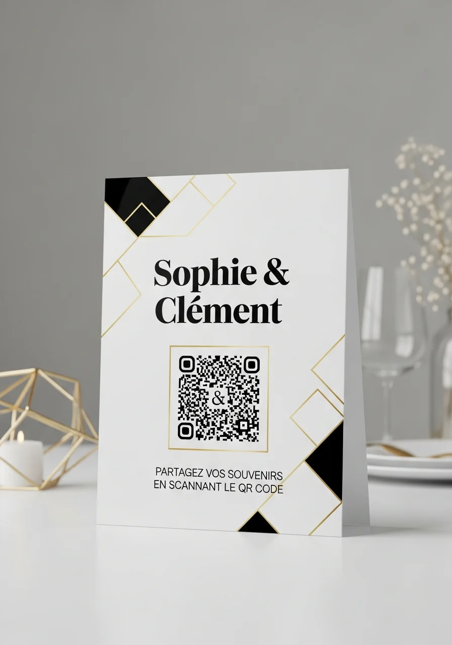 Affiche QR Code Mariage Moderne Géométrique