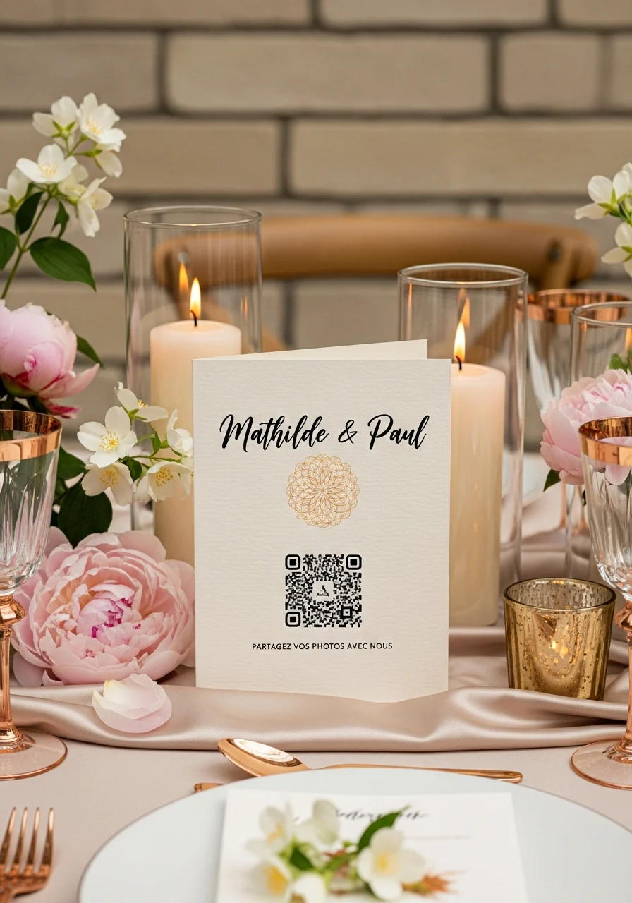 Affiche QR Code Mariage Chic Mandala Ambre | Mathilde & Paul | Invinee