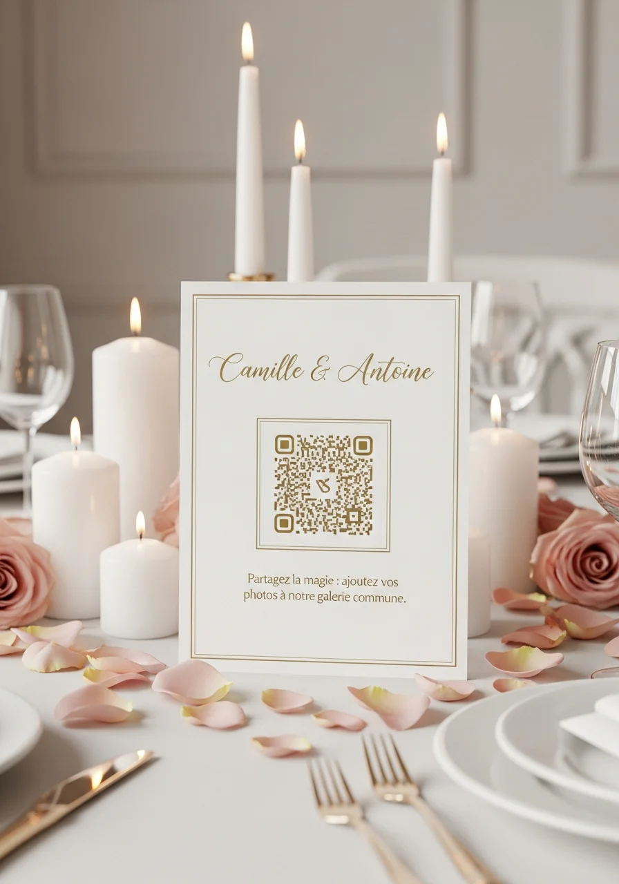 Affiche QR Code Mariage Classique Romantique