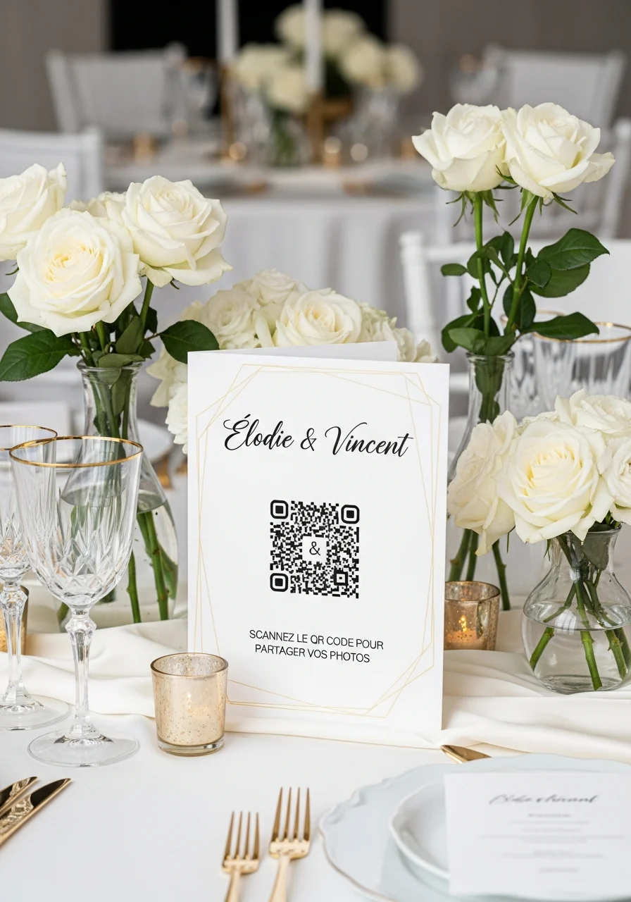 Affiche QR Code Mariage Chic Parisien