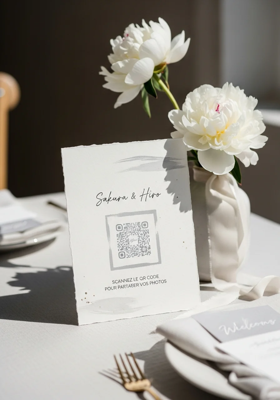 Affiche QR Code Mariage Japonais Wabi-Sabi